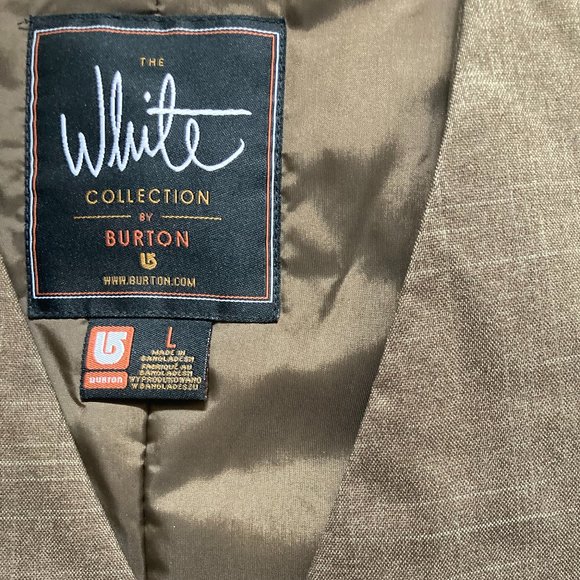 BURTON WHITE COLLECTION Mens L Large Brown Lined Ski Snowboard VEST - Like New - Picture 2 of 7